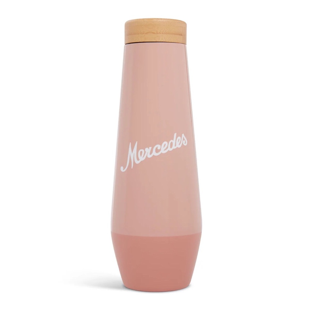 Mercedes-Benz Genuine OEM Thermal Bottle with Bamboo Lid Pink 17 oz